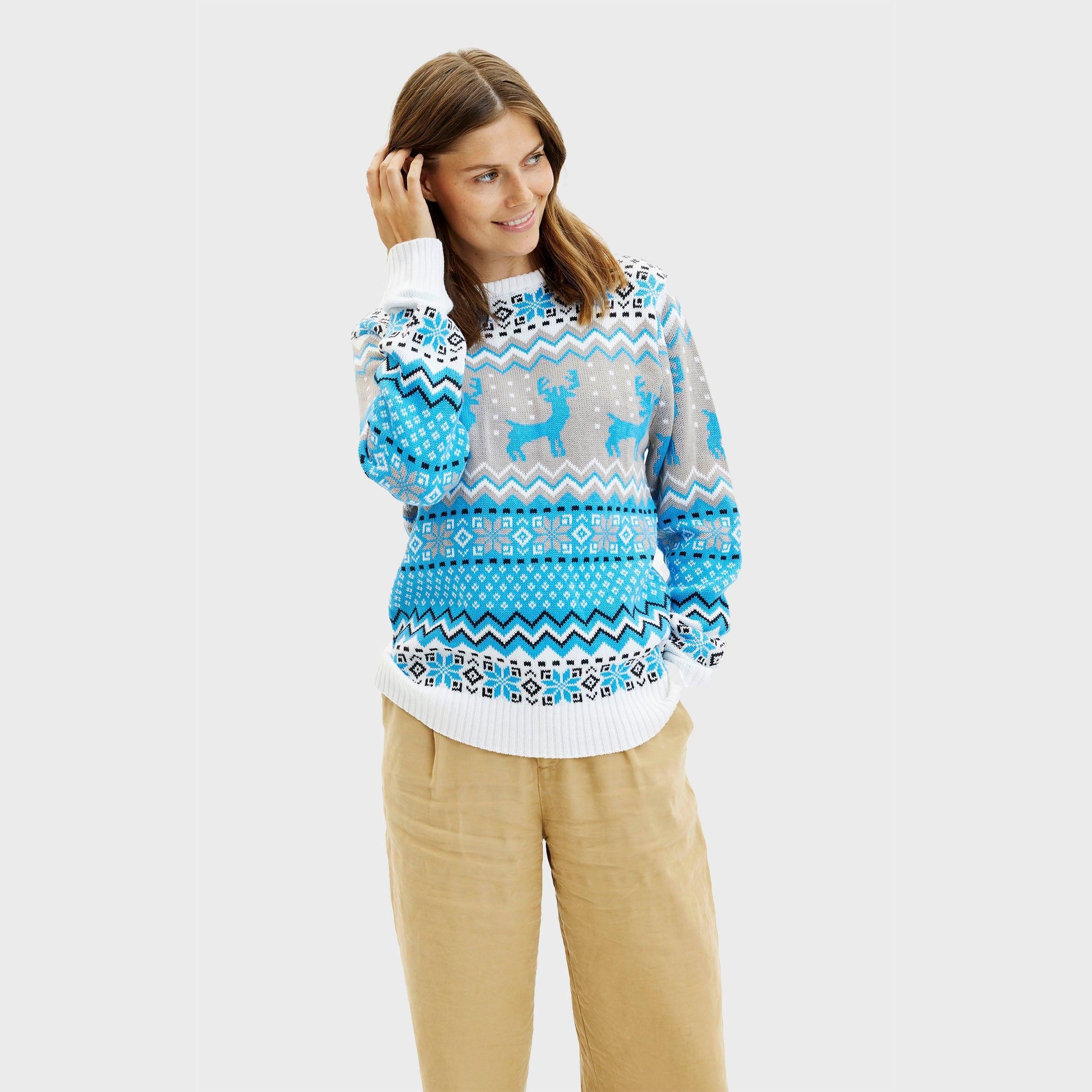 Traditional Blue Christmas Sweater โ Women